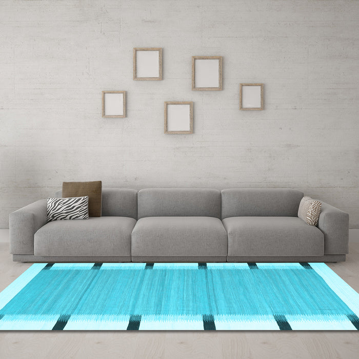Machine Washable Abstract Light Blue Contemporary Rug in a Living Room, wshcon2564lblu