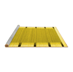 Sideview of Machine Washable Abstract Yellow Contemporary Rug, wshcon2564yw