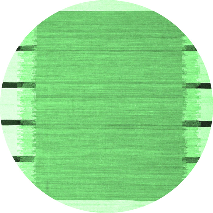 Round Machine Washable Abstract Emerald Green Contemporary Area Rugs, wshcon2564emgrn