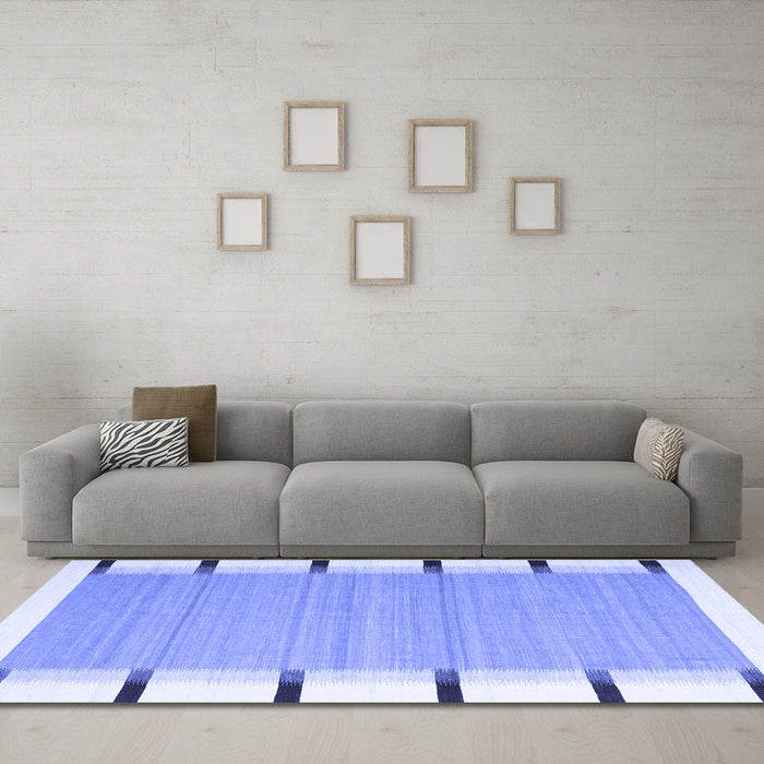 Machine Washable Abstract Blue Contemporary Rug in a Living Room, wshcon2564blu