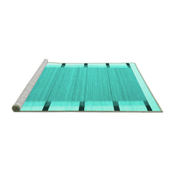 Sideview of Machine Washable Abstract Turquoise Contemporary Area Rugs, wshcon2564turq