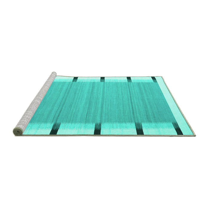 Sideview of Machine Washable Abstract Turquoise Contemporary Area Rugs, wshcon2564turq