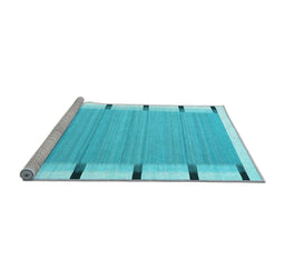 Sideview of Machine Washable Abstract Light Blue Contemporary Rug, wshcon2564lblu