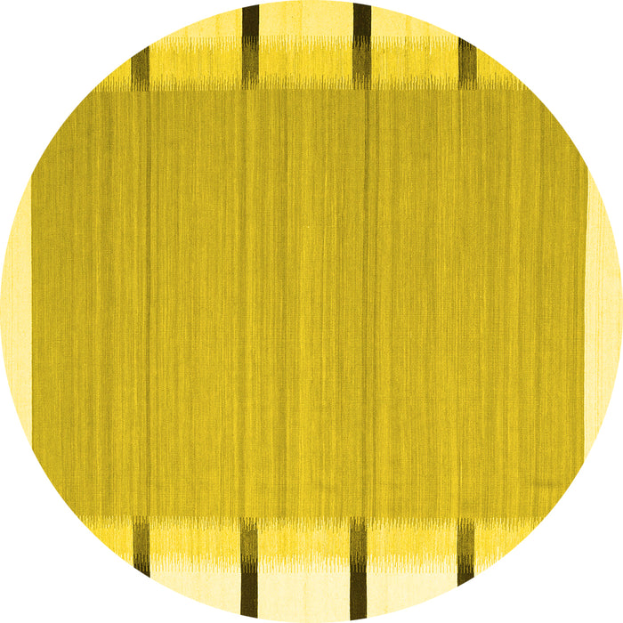 Round Abstract Yellow Contemporary Rug, con2564yw
