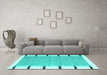 Machine Washable Abstract Turquoise Contemporary Area Rugs in a Living Room,, wshcon2564turq