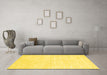 Machine Washable Solid Yellow Modern Rug in a Living Room, wshcon2565yw