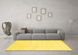Machine Washable Solid Yellow Modern Rug in a Living Room, wshcon2565yw