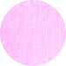 Round Machine Washable Solid Pink Modern Rug, wshcon2565pnk