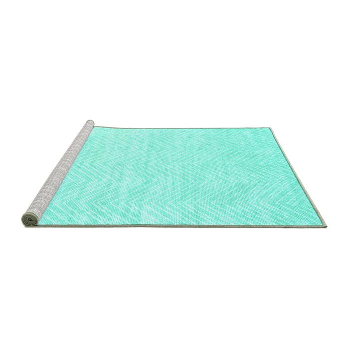 Sideview of Machine Washable Solid Turquoise Modern Area Rugs, wshcon2565turq