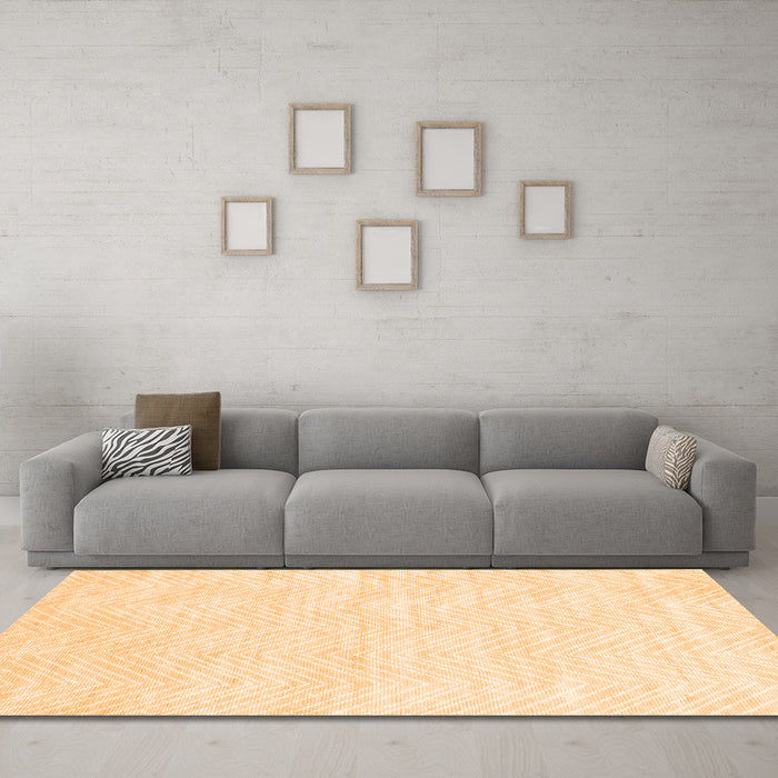 Machine Washable Solid Orange Modern Area Rugs in a Living Room, wshcon2565org