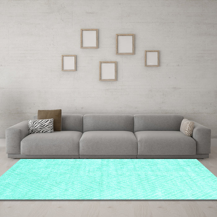 Machine Washable Solid Turquoise Modern Area Rugs in a Living Room,, wshcon2565turq
