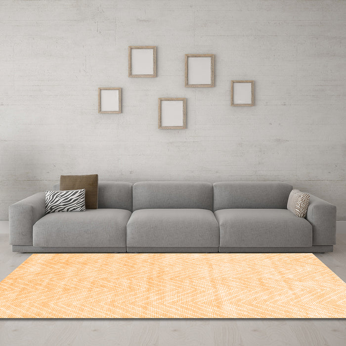 Machine Washable Solid Orange Modern Area Rugs in a Living Room, wshcon2566org