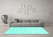 Machine Washable Solid Turquoise Modern Area Rugs in a Living Room,, wshcon2566turq