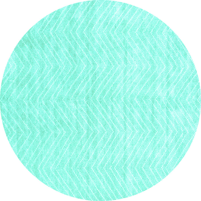 Round Machine Washable Solid Turquoise Modern Area Rugs, wshcon2566turq