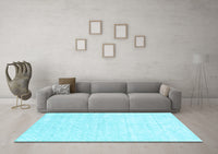 Machine Washable Solid Light Blue Modern Rug, wshcon2566lblu