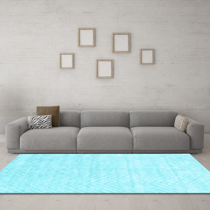 Machine Washable Solid Light Blue Modern Rug in a Living Room, wshcon2566lblu
