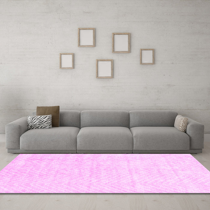 Machine Washable Solid Pink Modern Rug in a Living Room, wshcon2566pnk