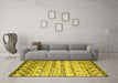 Machine Washable Abstract Yellow Contemporary Rug in a Living Room, wshcon2567yw