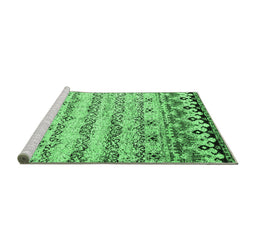 Sideview of Machine Washable Abstract Emerald Green Contemporary Area Rugs, wshcon2567emgrn