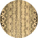 Round Abstract Brown Contemporary Rug, con2567brn