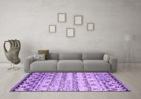 Machine Washable Abstract Purple Contemporary Rug, wshcon2567pur