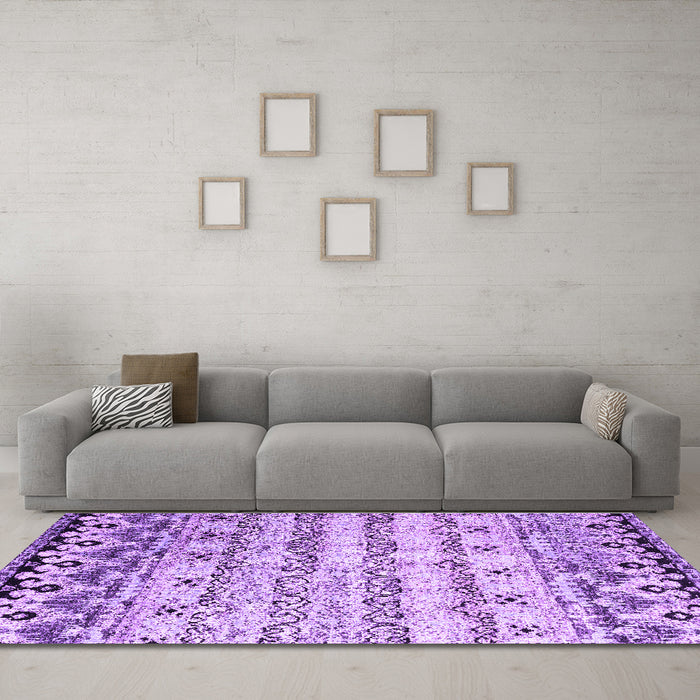 Machine Washable Abstract Purple Contemporary Area Rugs in a Living Room, wshcon2567pur