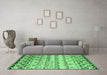 Machine Washable Abstract Emerald Green Contemporary Area Rugs in a Living Room,, wshcon2567emgrn