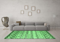 Machine Washable Abstract Emerald Green Contemporary Rug, wshcon2567emgrn