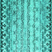 Square Machine Washable Abstract Turquoise Contemporary Area Rugs, wshcon2567turq