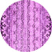 Round Machine Washable Abstract Pink Contemporary Rug, wshcon2567pnk