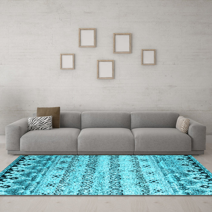 Machine Washable Abstract Light Blue Contemporary Rug in a Living Room, wshcon2567lblu