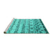 Sideview of Machine Washable Abstract Turquoise Contemporary Area Rugs, wshcon2567turq