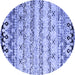 Round Abstract Blue Contemporary Rug, con2567blu