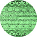 Round Abstract Emerald Green Contemporary Rug, con2567emgrn