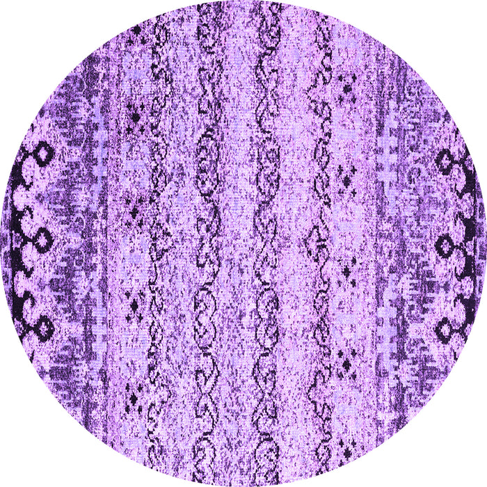 Round Machine Washable Abstract Purple Contemporary Area Rugs, wshcon2567pur
