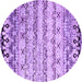 Round Machine Washable Abstract Purple Contemporary Area Rugs, wshcon2567pur