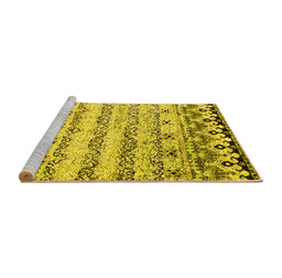 Sideview of Machine Washable Abstract Yellow Contemporary Rug, wshcon2567yw