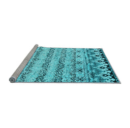 Sideview of Machine Washable Abstract Light Blue Contemporary Rug, wshcon2567lblu