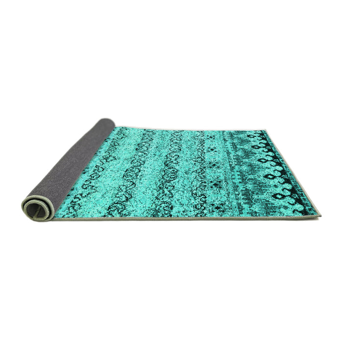 Sideview of Abstract Turquoise Contemporary Rug, con2567turq