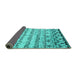 Sideview of Abstract Turquoise Contemporary Rug, con2567turq