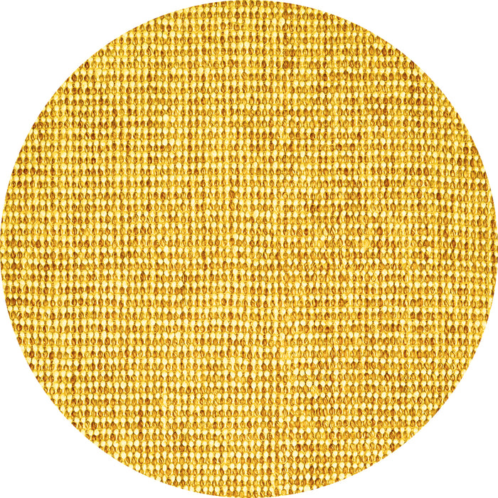 Round Machine Washable Abstract Yellow Contemporary Rug, wshcon2568yw