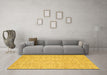 Machine Washable Abstract Yellow Contemporary Rug in a Living Room, wshcon2568yw