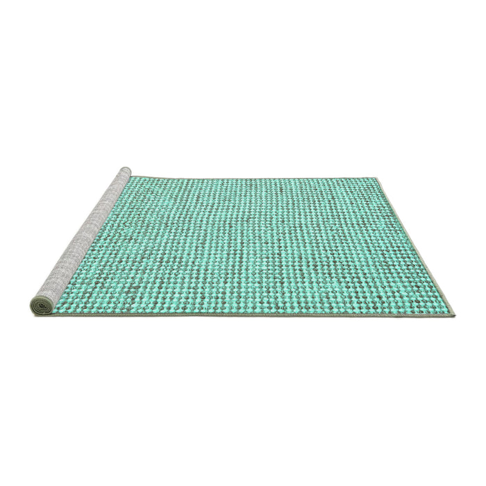 Sideview of Machine Washable Abstract Turquoise Contemporary Area Rugs, wshcon2568turq