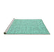 Sideview of Machine Washable Abstract Turquoise Contemporary Area Rugs, wshcon2568turq