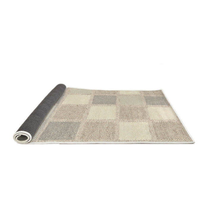 Thickness of Contemporary Tan Brown Checkered Rug, con2569