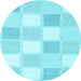 Round Checkered Light Blue Modern Rug, con2569lblu