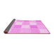 Sideview of Checkered Pink Modern Rug, con2569pnk