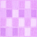 Square Machine Washable Checkered Purple Modern Area Rugs, wshcon2569pur
