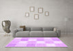 Machine Washable Checkered Purple Modern Area Rugs in a Living Room, wshcon2569pur