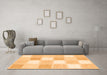 Machine Washable Checkered Orange Modern Area Rugs in a Living Room, wshcon2569org
